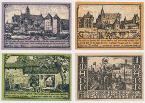Malbork (Marienburg Wpr.), 3x 50 fenigów i 1 marka - zestaw (4szt)