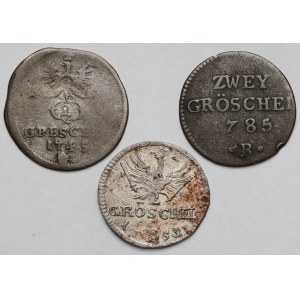 Silesia, 2 greszle 1745-1785, Wroclaw - 3 types - set (3pcs)