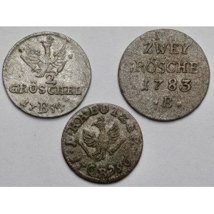 Silesia, 2 greszle and 1 krajcar 1754-1783, Wroclaw - set (3pcs)