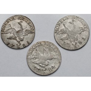 Silesia / Prussia, 3 krajcars 1781 and 1784, Wroclaw / Berlin - set (3pcs)