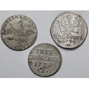 Silesia, 3 krajcars and 2 greszle 1746-1772, Wroclaw - set (3pcs)