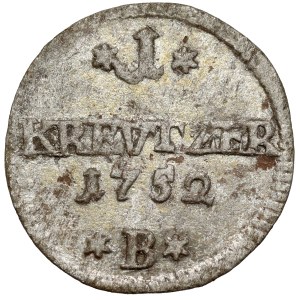 Silesia, Frederick II the Great, Krajcar 1752-B, Wrocław - MONOGRAM
