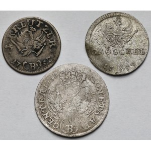 Silesia, 2 greszle and 1-3 krajcars 1753-B, Wroclaw - set (3pcs)