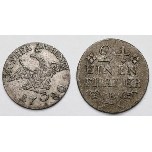 Silesia / Prussia, 1/24 thaler Wroclaw 1781 and 3 krajcars Berlin 1780 (2pcs)