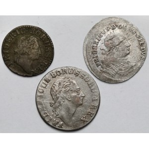 Silesia, 2 greszle + 1 and 3 krajcars 1745-1782, Wroclaw (3pcs)