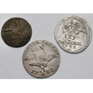 Silesia, 2 greszle + 1 and 3 krajcars 1745-1782, Wroclaw (3pcs)