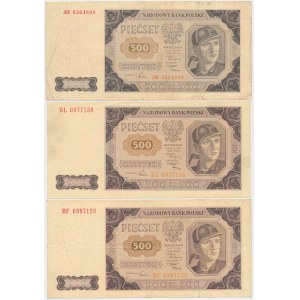 500 zł 1948 - AM, BF, BL - zestaw (3szt)