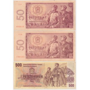 Czechoslovakia, 2x 50 and 500 Korun 1964-1973 - set (3pcs)