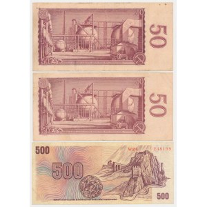 Czechoslovakia, 2x 50 and 500 Korun 1964-1973 - set (3pcs)