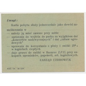 Board of the State Health Resort, Residence Card 1949