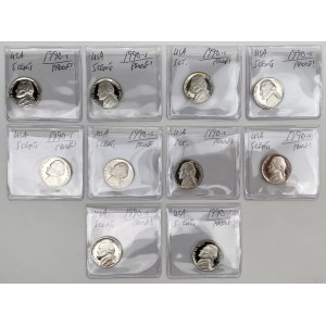 USA, PROOF 5 cents 1990-S - set (10pcs)