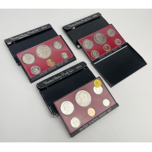 USA, Proof Set 1974, 1975 and 1976 - S - set (3pcs)
