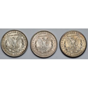 USA, Morgan Dollar 1921 - three mints (3pcs)