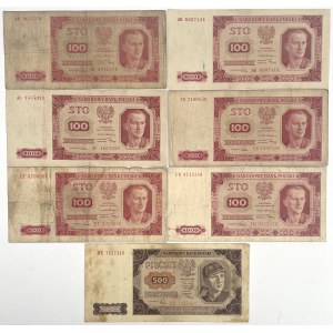 100 and 500 zloty 1948 - various series - set (7pcs)