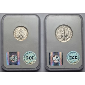 Woman and ears 1 and 2 zloty 1925 with dot, London - set (2pcs)