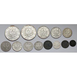 1-50 grošov a 1-10 zlotých 1923-1937 - sada (13 ks)
