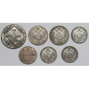 Austria, 6-20 krajcarów 1802-1872 - srebro - zestaw (7szt)