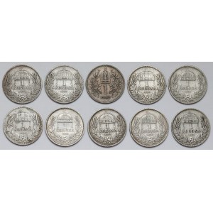 Austria and Hungary, 1 crown 1893-1902 - set (10pcs)