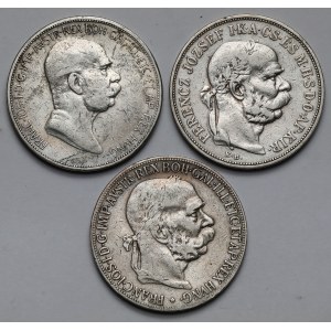Austria, 5 crowns 1900-1908 - set (3pcs)