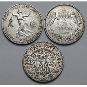 Austria, 5 crowns 1900-1908 - set (3pcs)