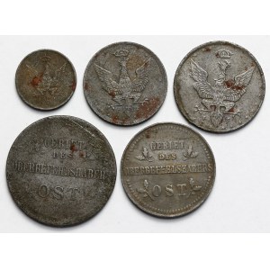 1-20 fenigs and 2 and 3 kopecks 1916-1918 - set (5pcs)