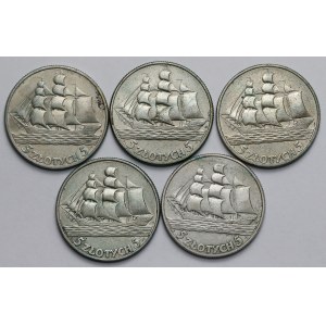 Sailing ship 5 zlotych 1936 - set (5pcs)