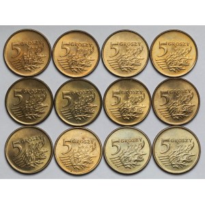 5 groszy 1991-2002 - mennicze - zestaw (12szt)