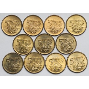 5 groszy 1991-2002 - mennicze - zestaw (11szt)