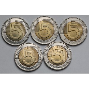 5 zlotys 1994-2022 - mint - set (5pcs)