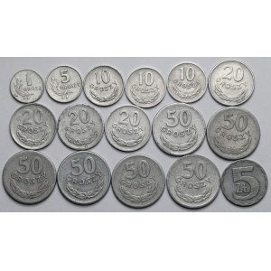 1 grosz - 5 złotych 1949-1989 - zestaw (16szt)
