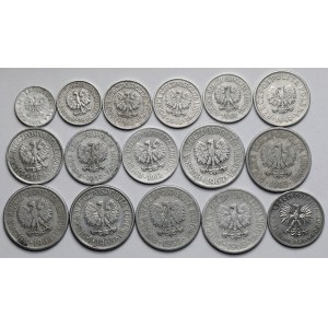 1 grosz - 5 złotych 1949-1989 - zestaw (16szt)