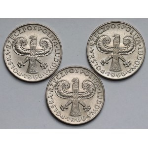 10 zł 1966 mała Kolumna - zestaw (3szt)