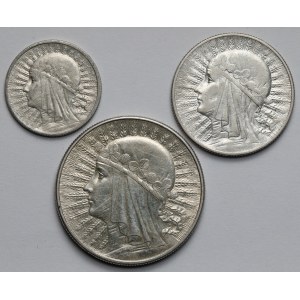 2-10 zlotys 1932 Head of a woman - set (3pcs)