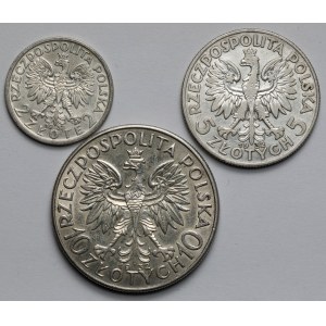 2-10 zlotys 1932 Head of a woman - set (3pcs)