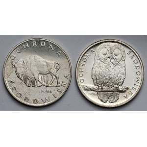 Silver 100 and 1,000 zlotych samples 1977-1986 - set (2pcs)