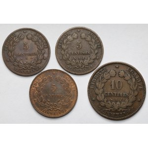 Francja, 5-10 centimes 1874-1897 - zestaw (4szt)