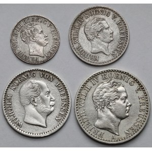 Prussia, 1/2 to 2-1/2 silver pennies and 1/6 thaler 1839-1863 - set (4pc)
