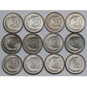 50 groszy 1990-1995 - mennicze - zestaw (12szt)