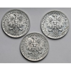 5 zlotych 1958-1971 Fisherman - set (3pcs)