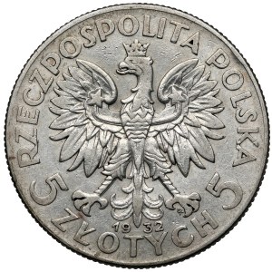 Głowa Kobiety 5 złotych 1932 ze znakiem, Warszawa - rzadkie