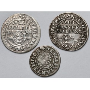 Denmark, Silver Coins 1607-1643 - set (3pcs)
