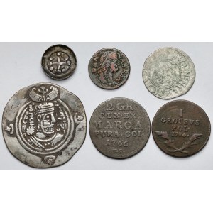 Poland and the Sasanians, Silver and bronze coins - set (6pcs)