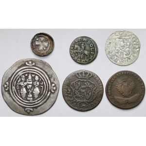 Poland and the Sasanians, Silver and bronze coins - set (6pcs)