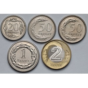 20 groszy - 2 złote 1990-1995 - zestaw (5szt)