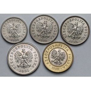 20 groszy - 2 złote 1990-1995 - zestaw (5szt)