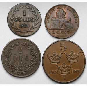 Europe, Bronze Coins 1826-1912 - set (4pcs)