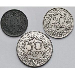 Second Republic and GG, 10-50 pennies 1923-1938 - set (3pcs)