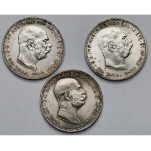 Austria, 1 crown 1908-1915 - set (3pcs)