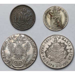 Austria and Hungary, 1/2 to 20 krajcars 1810-1851 - set (4pcs)
