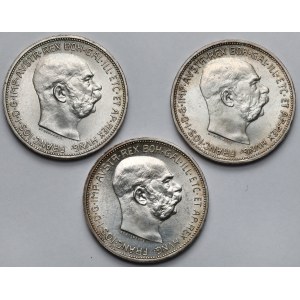Austria, 2 korony 1912 - zestaw (3szt)